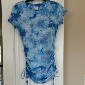 PINK Victoria's Secret Blue Tie-Dye Ruched Mini Dress